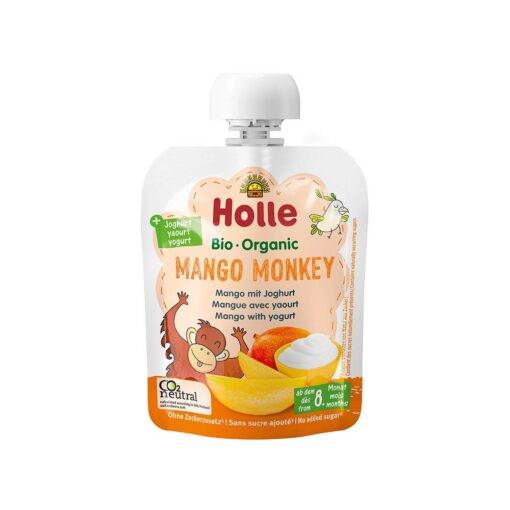 Holle-Bio-Organic-Mango-Monkey Holle Bio Organic Mango Monkey Pouch, Mango with Yogurt (8m) - 85g