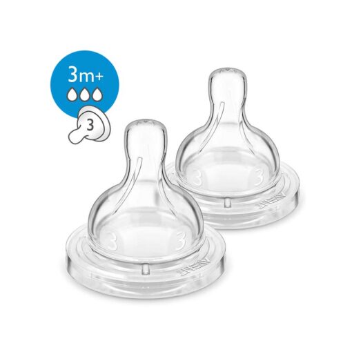 Philips Avent Classic+ / Anti-Colic Flow 3 Teat (3m+) - 2 Pcs Classic Anti-Colic Teats
