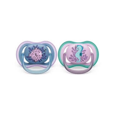Philips Avent Ultra Air Pacifiers (6-18m) for Girl, Fish & Seahorse - 2 Pcs