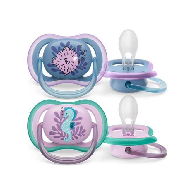 Philips Avent Ultra Air Pacifiers (6-18m) for Girl, Fish & Seahorse - 2 Pcs