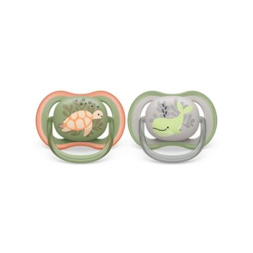 Philips Avent Ultra Air Pacifiers (6-18m) for Boy, Turtle & Whale - 2 Pcs