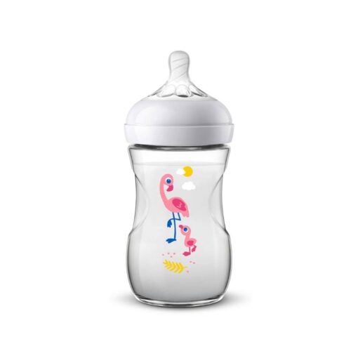 Philips Avent Natural Response Plastic Bottle (1m+) Flamingo - 260ml Philips Avent Natural Response Plastic Bottle (1m+) Flamingo - 260ml