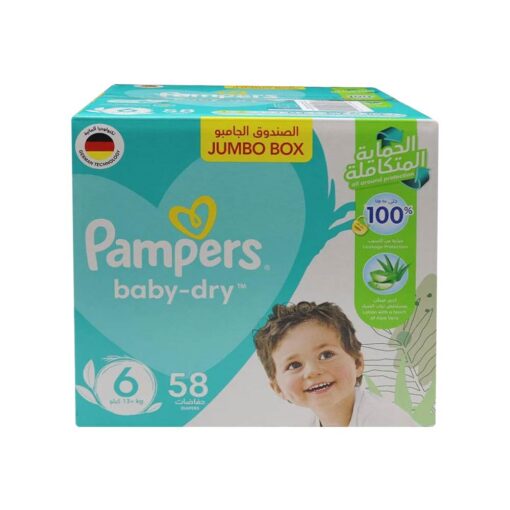Pampers Baby-Dry Size 6 (13+kg) - 58 Diapers Jumbo Box