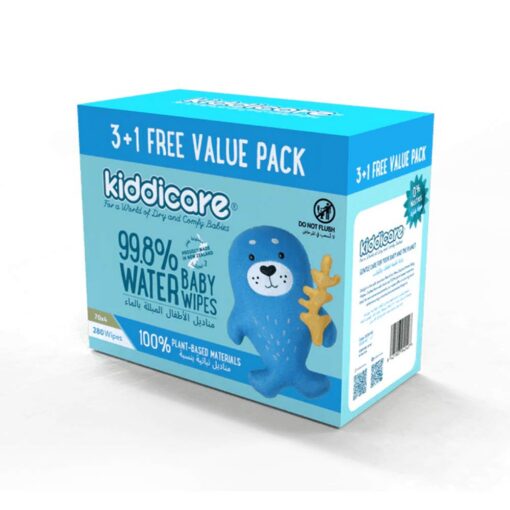 Kiddicare-Water-Wipes-ValuePack Kiddicare Water Baby Wipes (70 Pcs x4) Wipes Value Pack - 3+1 FREE