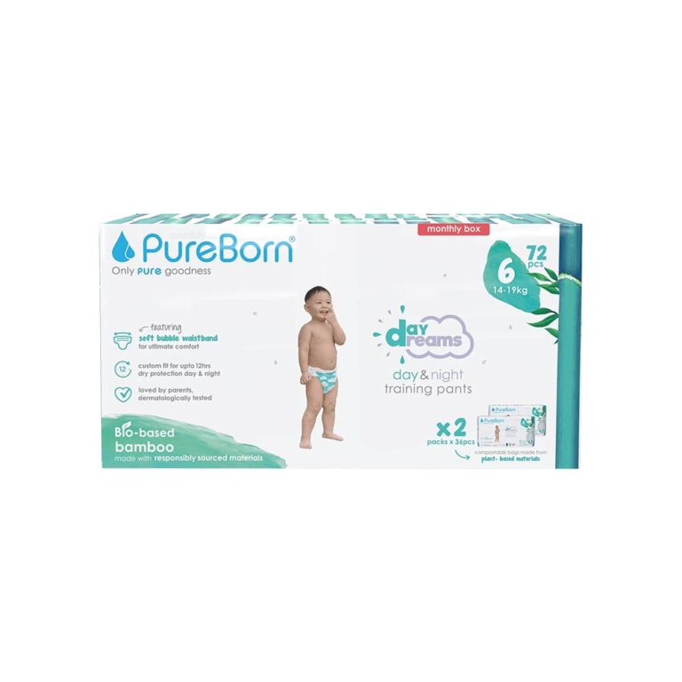 Pureborn Day & Night Training Pants Size 6 (14-19kg) - 72 Pants Monthly Box
