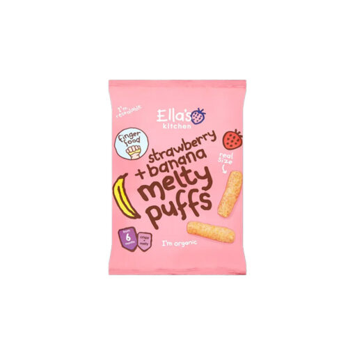 banana-1 Ella's Kitchen Organic Melty Puffs Snacks (6m+) 20g - Strawberry and Banana