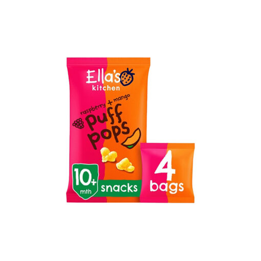 Ella's Kitchen Organic Puff Pops Snacks -10m+(4x9g) Raspberry & Mango Ella's Kitchen Organic Puff Pops Snacks -10m+(4x9g) Raspberry & Mango