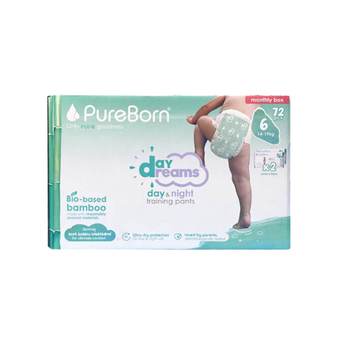 Pureborn Day & Night Training Pants Size 6 (14-19kg) - 72 Pants Monthly Box