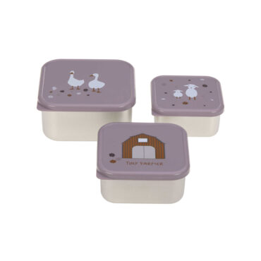 Lassig Snack Box Stainless Steel Set - Tiny Farmer, Lilac