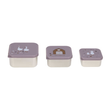 Lassig Snack Box Stainless Steel Set - Tiny Farmer, Lilac