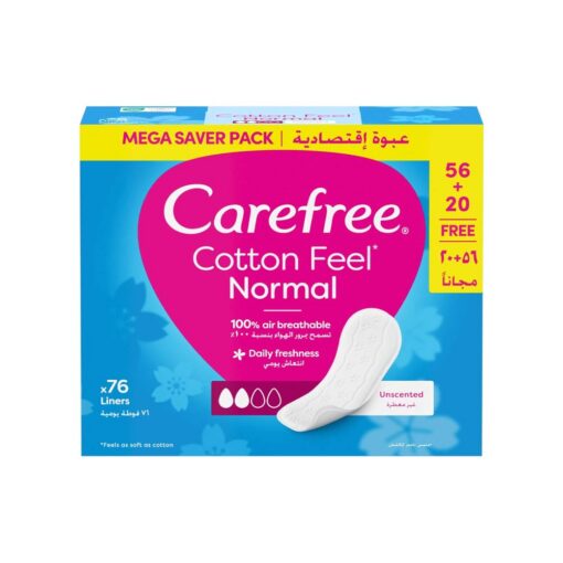Carefree-Cotton-Feel-Normal-Unscented-76-Pantyliners Carefree Cotton Feel Normal Unscented – 76 Pantyliners (56+20 Free) Special Offer