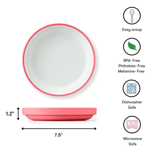 Omie-Easy-Scoop-Kids-Plate-with-Divider-Pink02 Omie Easy Scoop Kids Plate with Divider - Pink