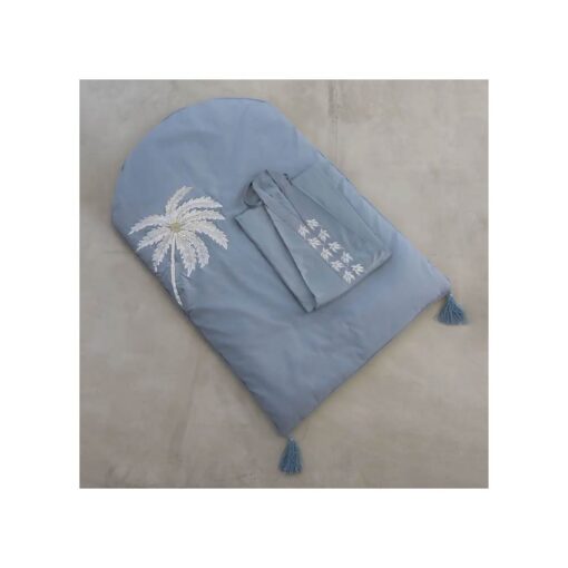 Yellow-Events-Praying-Mat-with-Full-Cover-Hijab-Set-Blue-Palm-Embroidery Yellow Events Praying Mat with Full Cover Hijab Set - Blue Palm Embroidery
