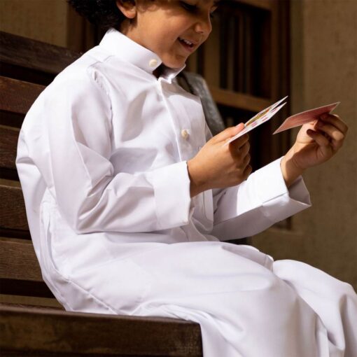 Kids-Dishdasha-White02 Naseej Kids Dishdasha - White
