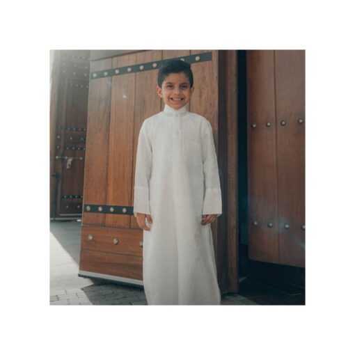 Linen-Kids-Dishdasha-Sukari Naseej Kids Linen Dishdasha - Sukari