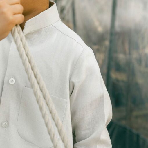 Naseej Kids Linen Dishdasha - Light Gray Naseej Kids Linen Dishdasha - Light Gray