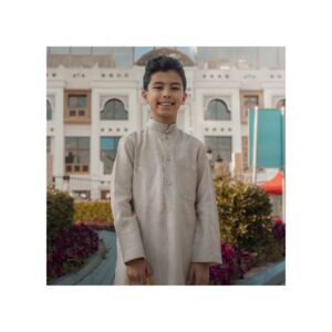 Naseej Kids Linen Dishdasha - Beige