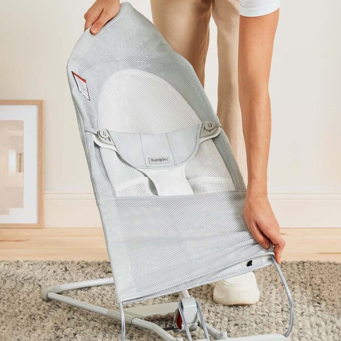 BabyBjorn Bouncer Balance Soft, Mesh (0-24m) - Silver/White
