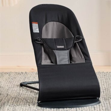BabyBjorn Bouncer Balance Soft, Woven (0-24m) - Black/Dark Gray