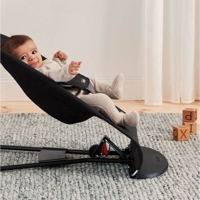 BabyBjorn Bouncer Balance Soft, Woven (0-24m) - Black/Dark Gray