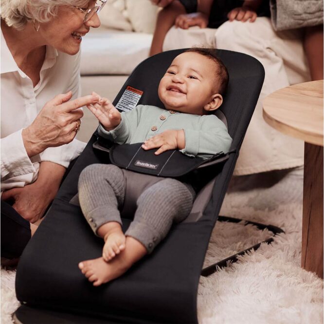 BabyBjorn Bouncer Balance Soft, Woven (0-24m) - Black/Dark Gray