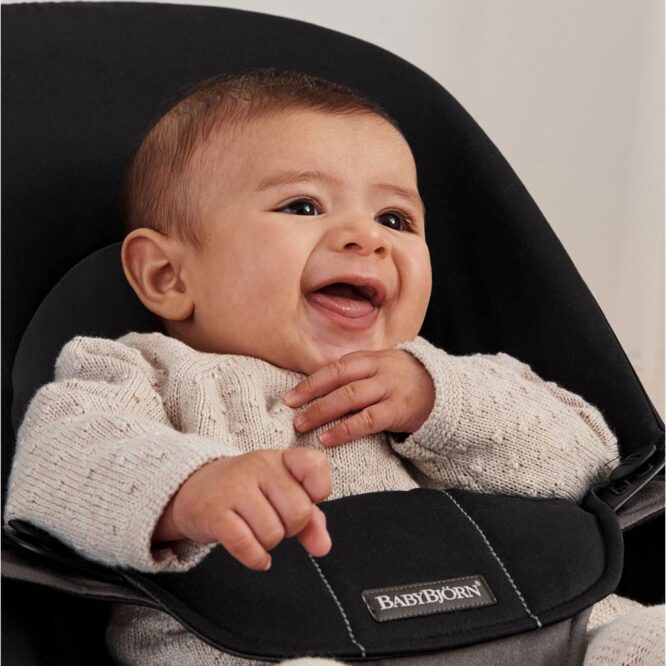 BabyBjorn Bouncer Balance Soft, Woven (0-24m) - Black/Dark Gray