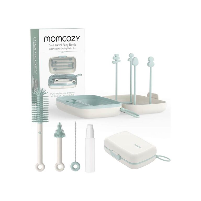 Momcozy 7-In-1 Travel Baby Bottle Cleaning & Drying Rack Set