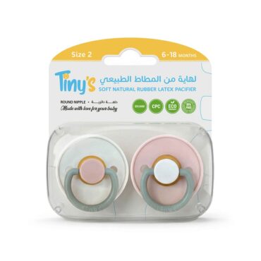 Tiny's Natural Latex Pacifier Size 2 (6-18m) Mix Color - 2 Pcs
