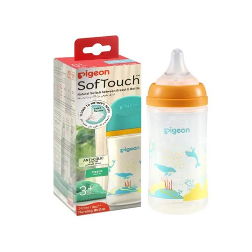 Pigeon-SofTouch-Anti-Colic-Plastic-Nursing-Bottle-240ml-3m-Whale Pigeon SofTouch Anti-Colic Plastic Nursing Bottle 240ml (3m+) - Whale