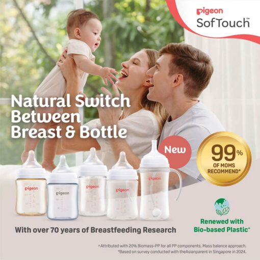Pigeon SofTouch Anti-Colic Wide Neck Nipple Size M (3m+) - 2 Pcs Pigeon SofTouch Anti-Colic Wide Neck Nipple Size M (3m+) - 2 Pcs