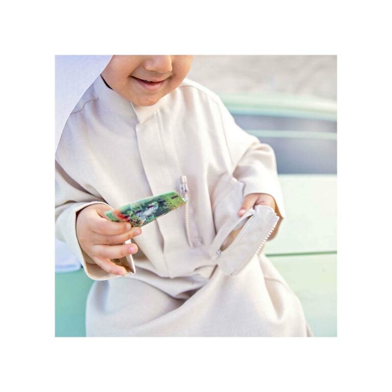 Zir Linen Dishdasha with Zipper Pocket - Dark Beige