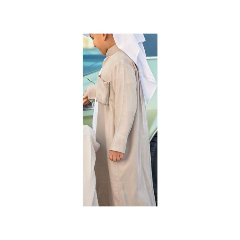 Zir Linen Dishdasha with Zipper Pocket - Olive