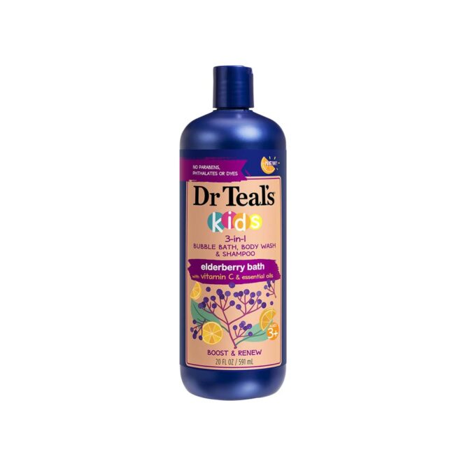Dr Teal's Kids 3-in-1 Bubble Bath, Body Wash & Shampoo Elderberry & Vitamin C - 591ml