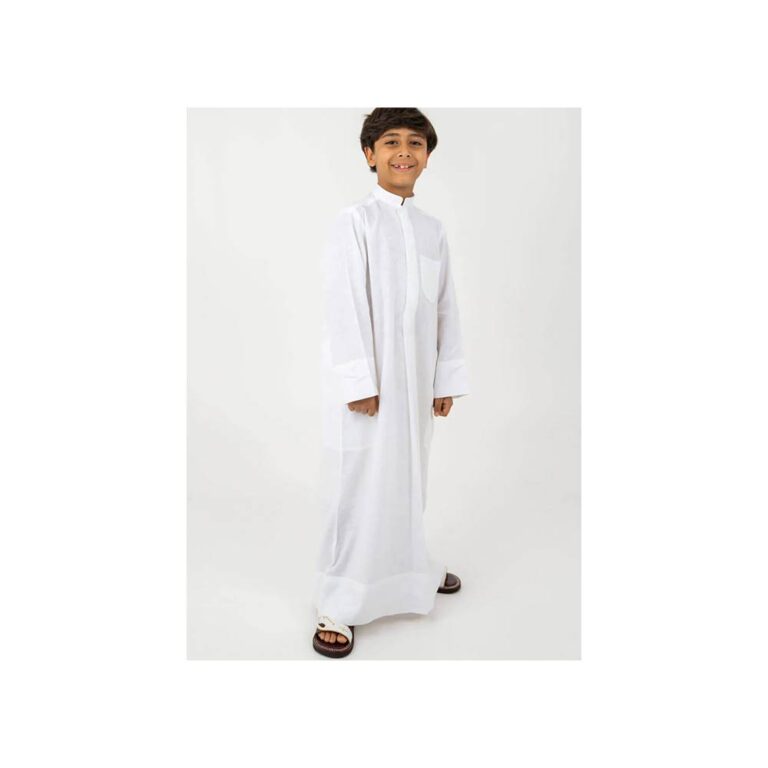 Al Jazeera Sugar Linen Dishdasha For Kids - White