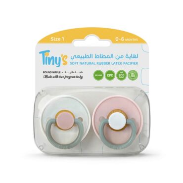 Tiny’s Natural Latex Pacifier Size 1 (0-6m) Mix Color – 2 Pcs