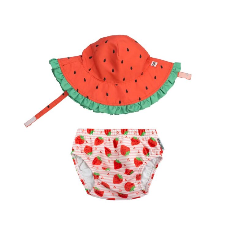 Zoocchini Baby Swim Diaper & Sun Hat Set - Strawberry