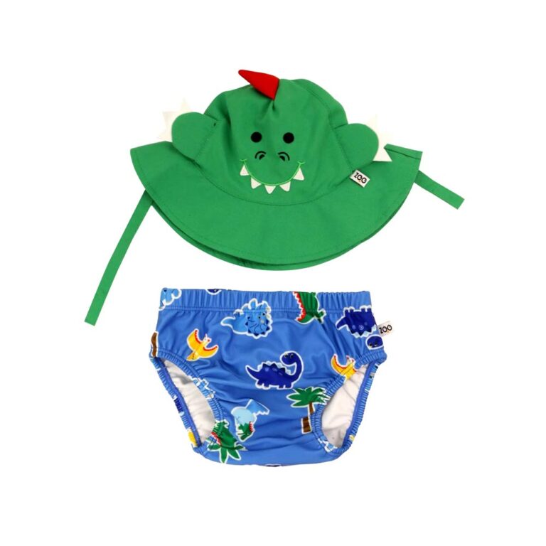 Zoocchini Baby Swim Diaper & Sun Hat Set - Dino