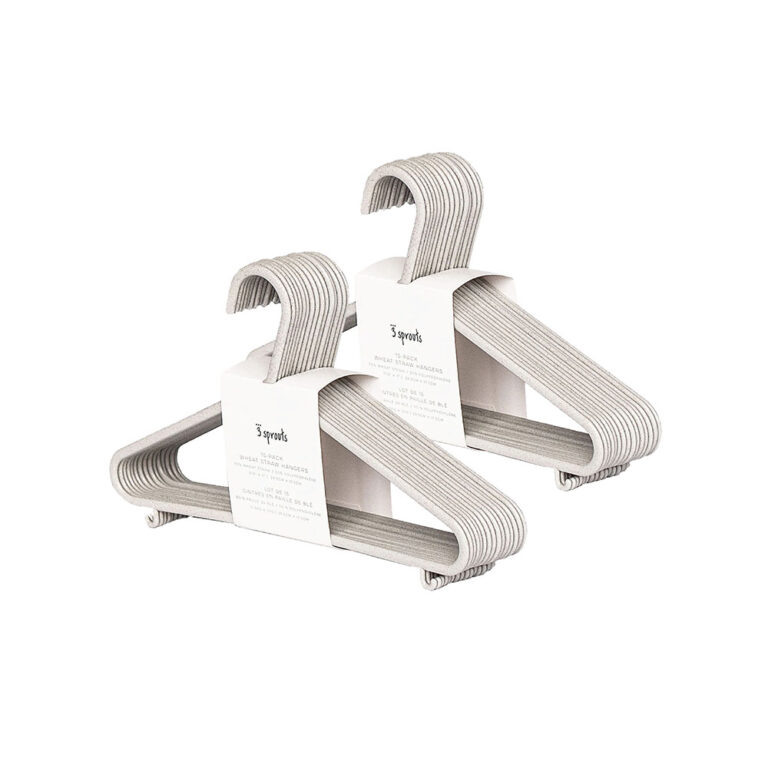 3 Sprouts Wheat Straw Hangers Set - 30 Pcs Gray