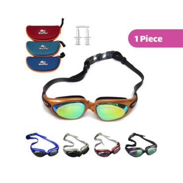 Wenfei UV Shield & Anti-Fog Swimming Goggle with Case | Mix Color 1 Piece