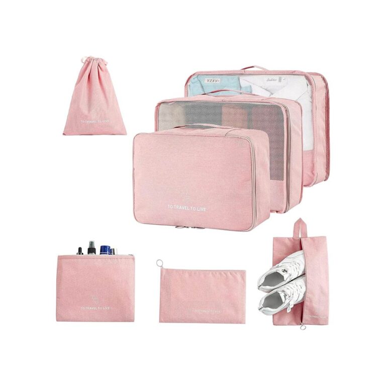 Complete Travel Packing Organizer Pink - 7 Pcs Set