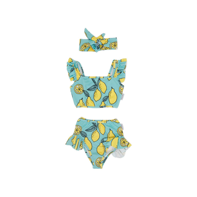 Baby Wawa 2 Piece Swimwear with Hair Band for Girls - Lemon Green