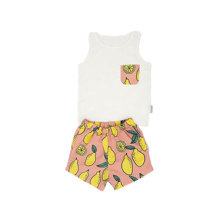 Baby Wawa Baby Positano - Lemon Pink Shorts & White Inner