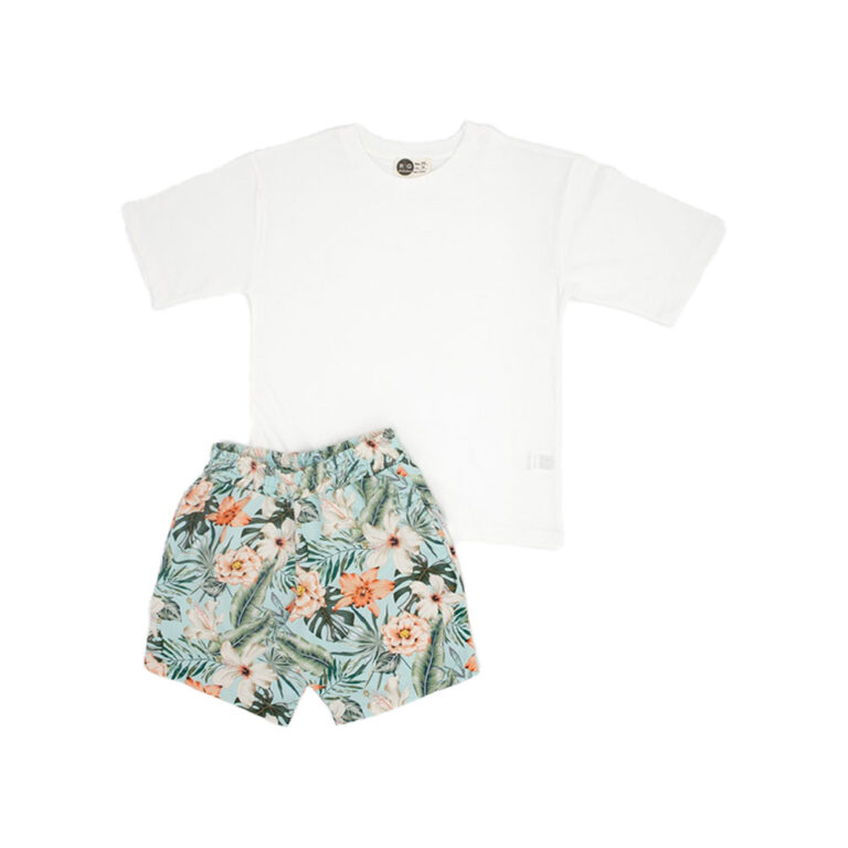 Baby Wawa Beach Set for Boys - Tree Short & White Shirt