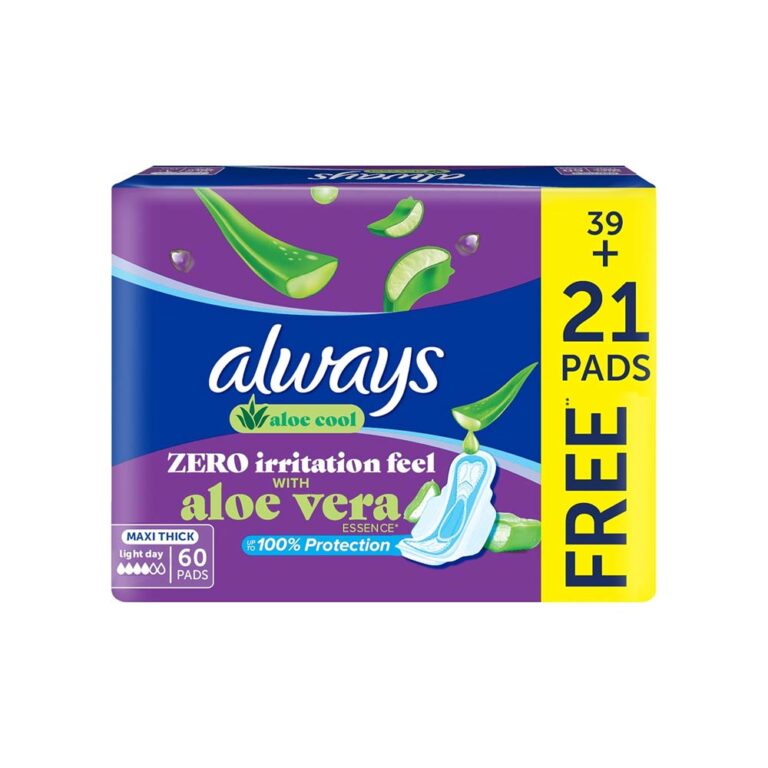 Always Zero Irritation Feel with Aloe Cool Size Maxi Thick - 60 Pads *39+21 FREE