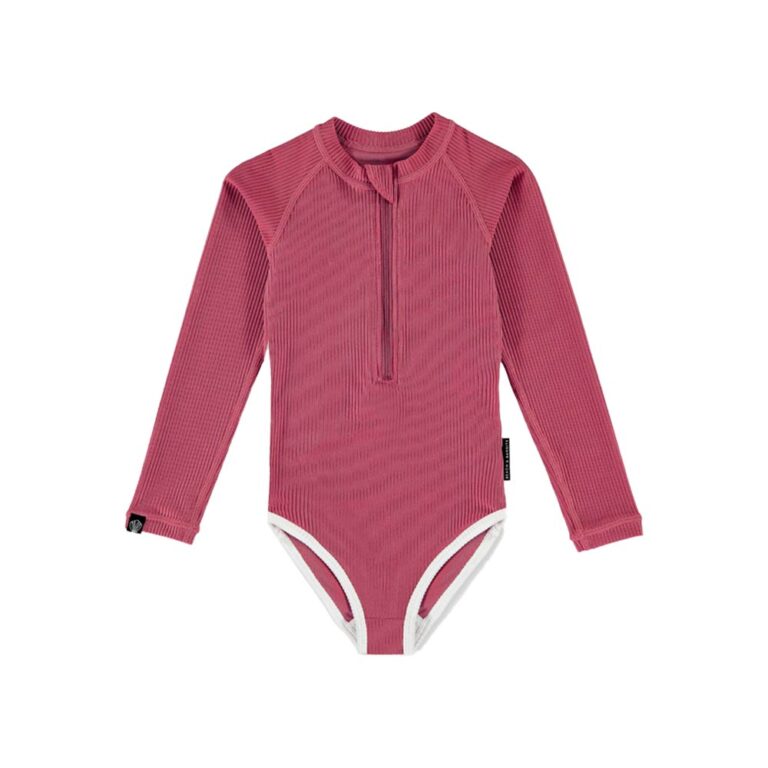 Beach & Bandits Kids Ribbed Swimsuit - Garnet