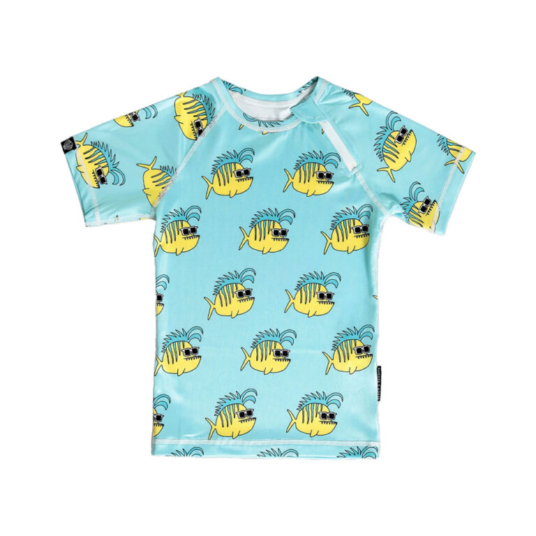 Beach & Bandits Kids Short Sleeve Ribbed Swim Tee - Funky Fish