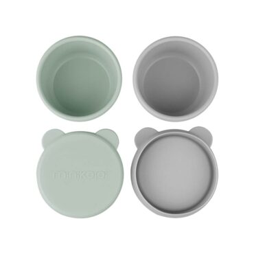 Minikoioi Mini Bites Silicone Mini Bowl with Lid - River Green / Powder Gray