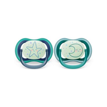 Philips Avent Ultra Air Nighttime Pacifiers (6-18m) for Boy, Star & Moon - 2 Pcs