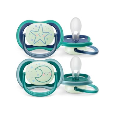 Philips Avent Ultra Air Nighttime Pacifiers (6-18m) for Boy, Star & Moon - 2 Pcs