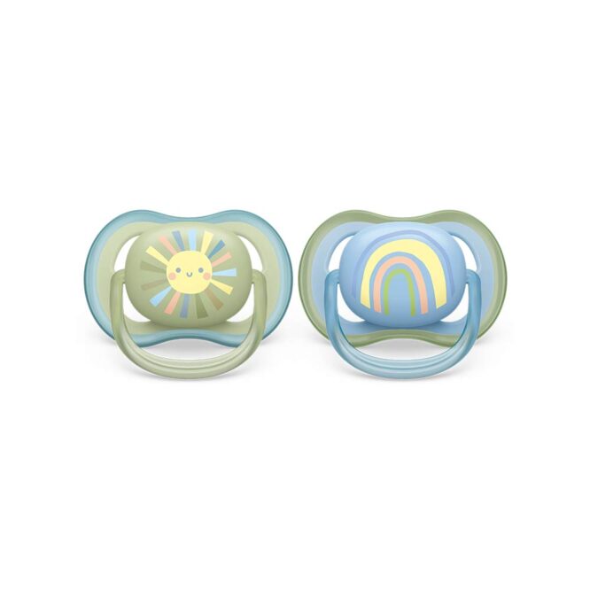 Philips Avent Ultra Air Pacifiers (0-6m) for Boy, Sun & Rainbow - 2 Pcs